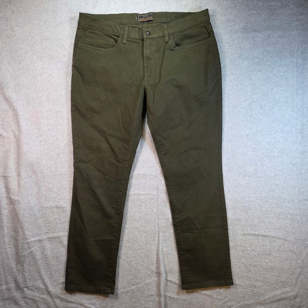 Jos. A. Bank Reserve Pants Men 38x31 Olive Green 5-Pocket Twill Casual Luxury
